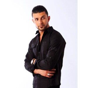 Live The Deen Clothing Co Black Long Sleeve Button-Up Shirt Size L NWT